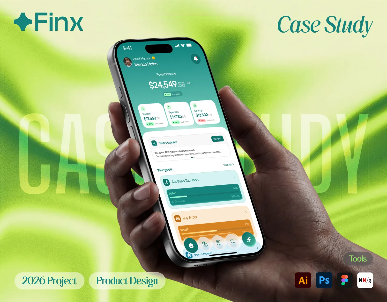 Finx: An AI personal finance app that turns everyday spending into clear, reachable savings goals.